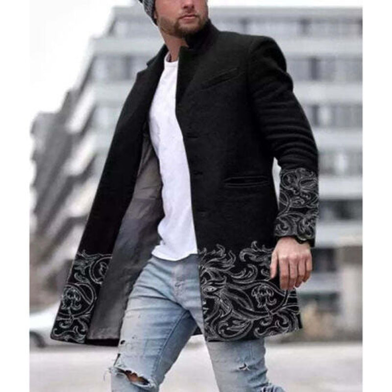 Men’s Slim Fit Plaid Trench Coat – Winter Warm Long Sleeve Jacket