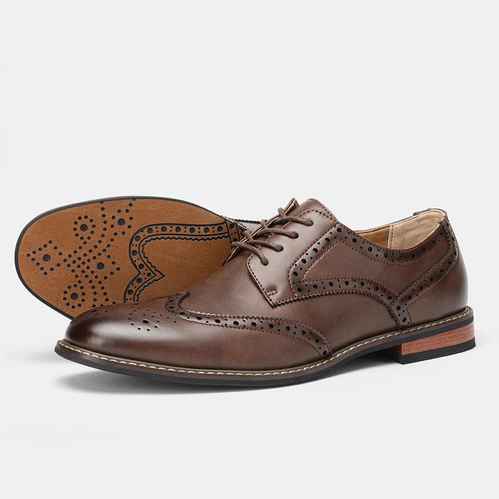 Men’s Classic Brogue Leather Dress Shoes – Formal Wedding & Social Footwear (Size 7–13)