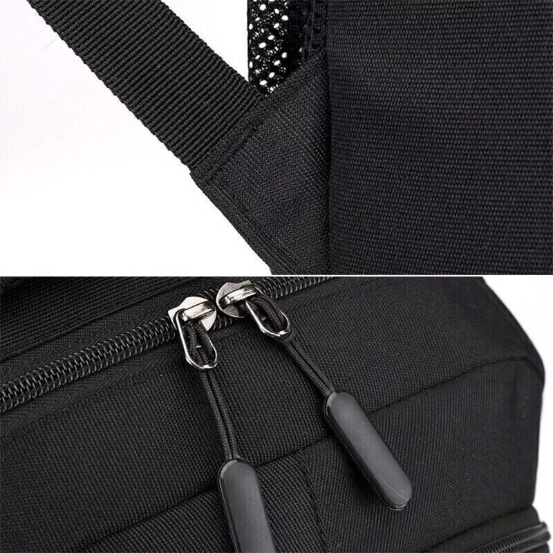 Unisex Laptop Backpack Large Leather Travel Rucksack School Bag Black