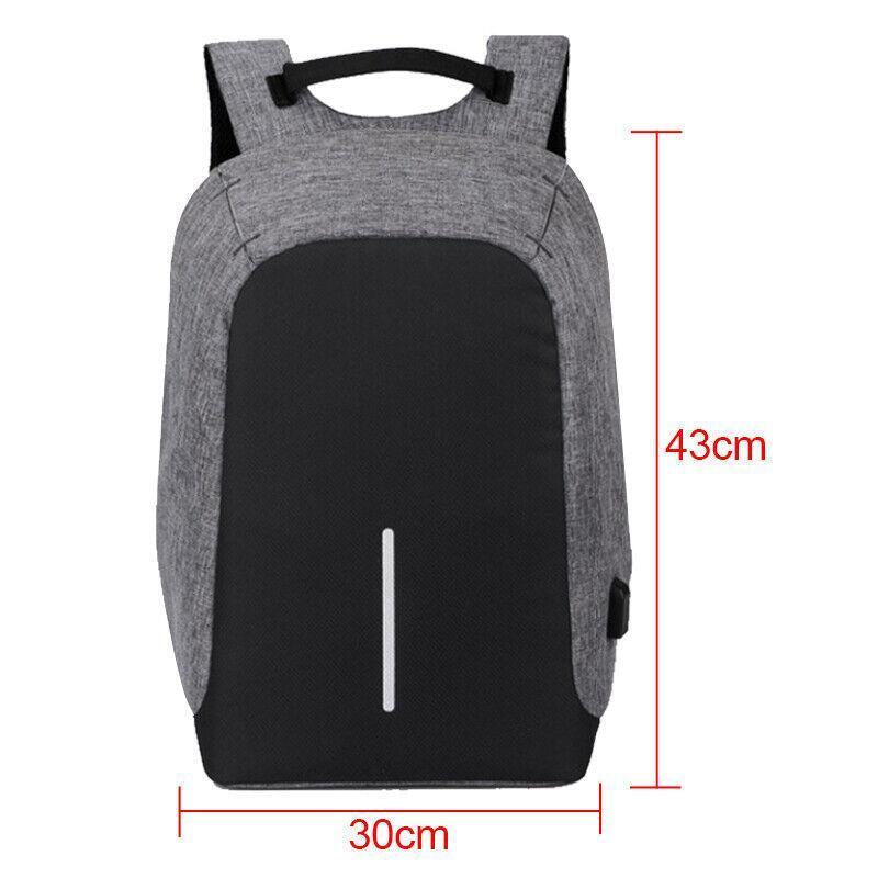 USB Charging Port Unisex Anti-Theft Backpack Laptop Travel Large School Bag