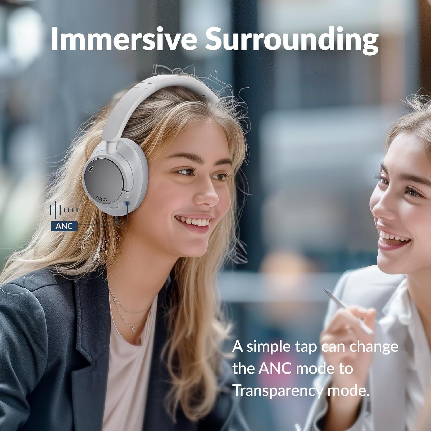 H7Pro Hybrid Active Noise Cancelling Headphones,Over Ear Headphones Wireless,Ultra Long 92H Playtime,5-Mic Clear Calls,Lightweight,Foldable,Multipoint Connection,Ideal for Travel Home Office