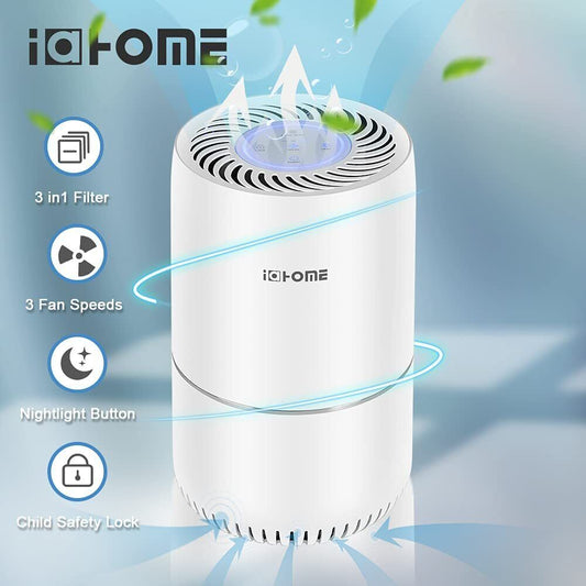 Air Purifier with HEPA & Active Carbon Filter Home Air Cleaner Noise Reduction
