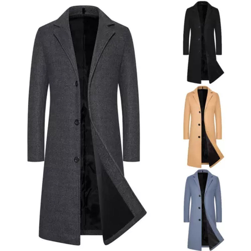 Men’s Winter Formal Trench Coat – Warm Long Overcoat for Smart Work or Daily Wear