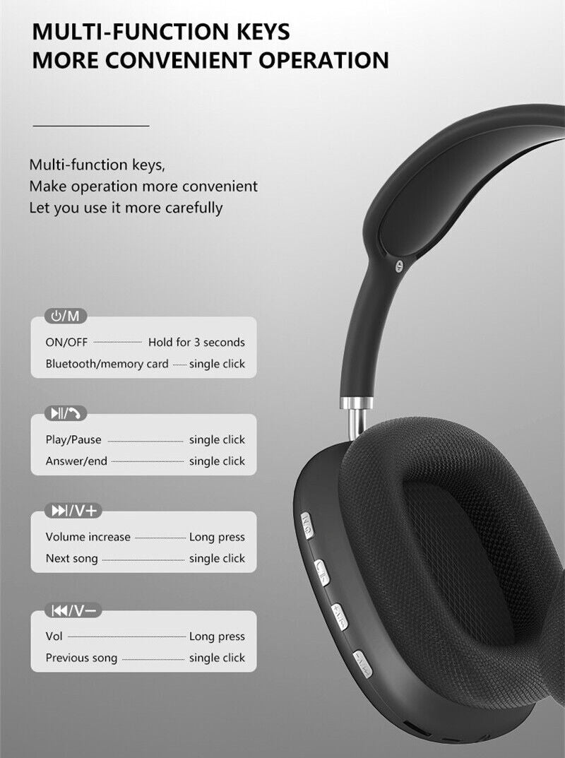 Wireless Bluetooth Headphones with Noise Cancelling Over-Ear Earphones Headset