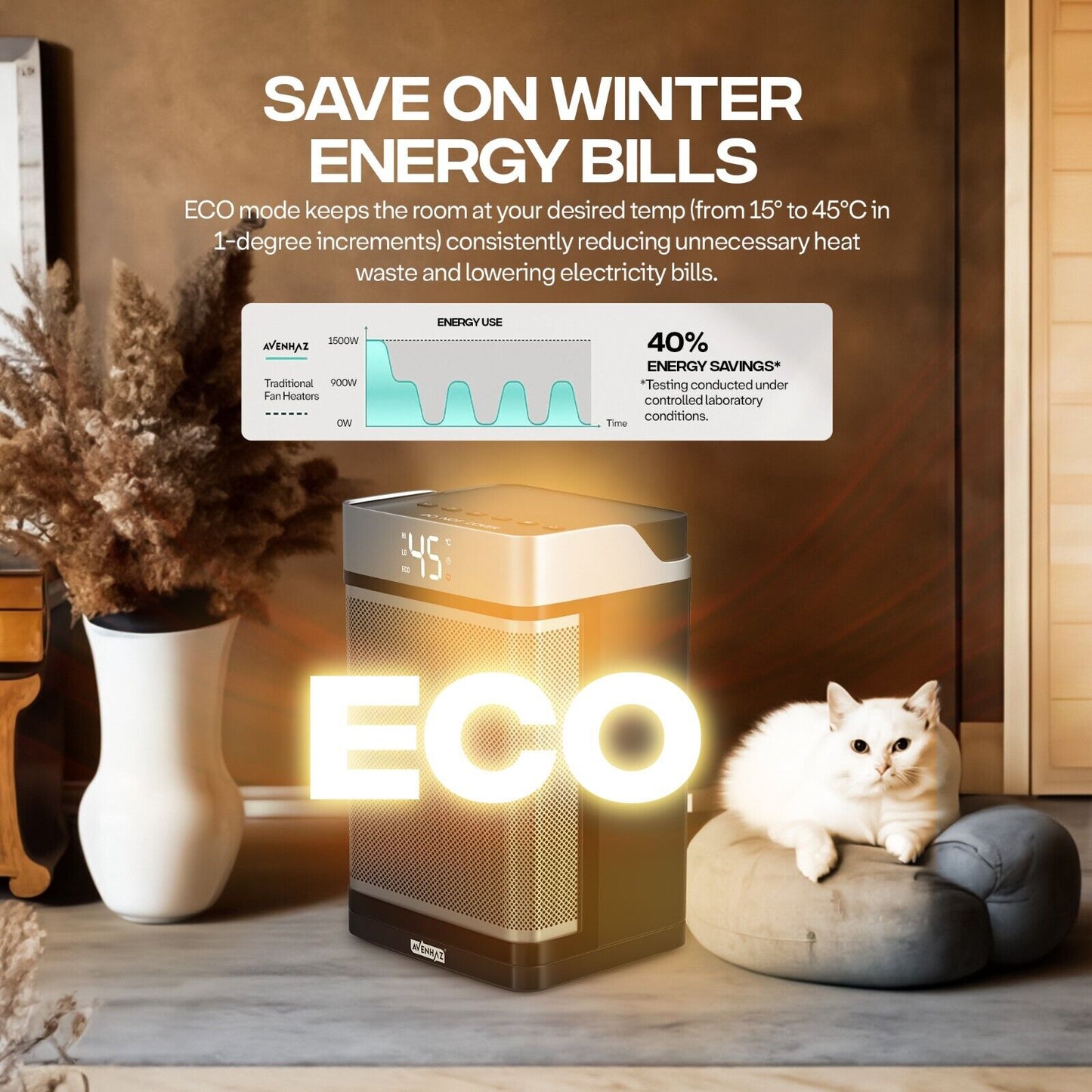 Fast Heating Electric Ceramic Space Heater with 90° Oscillation and Temperature Control – 1500W