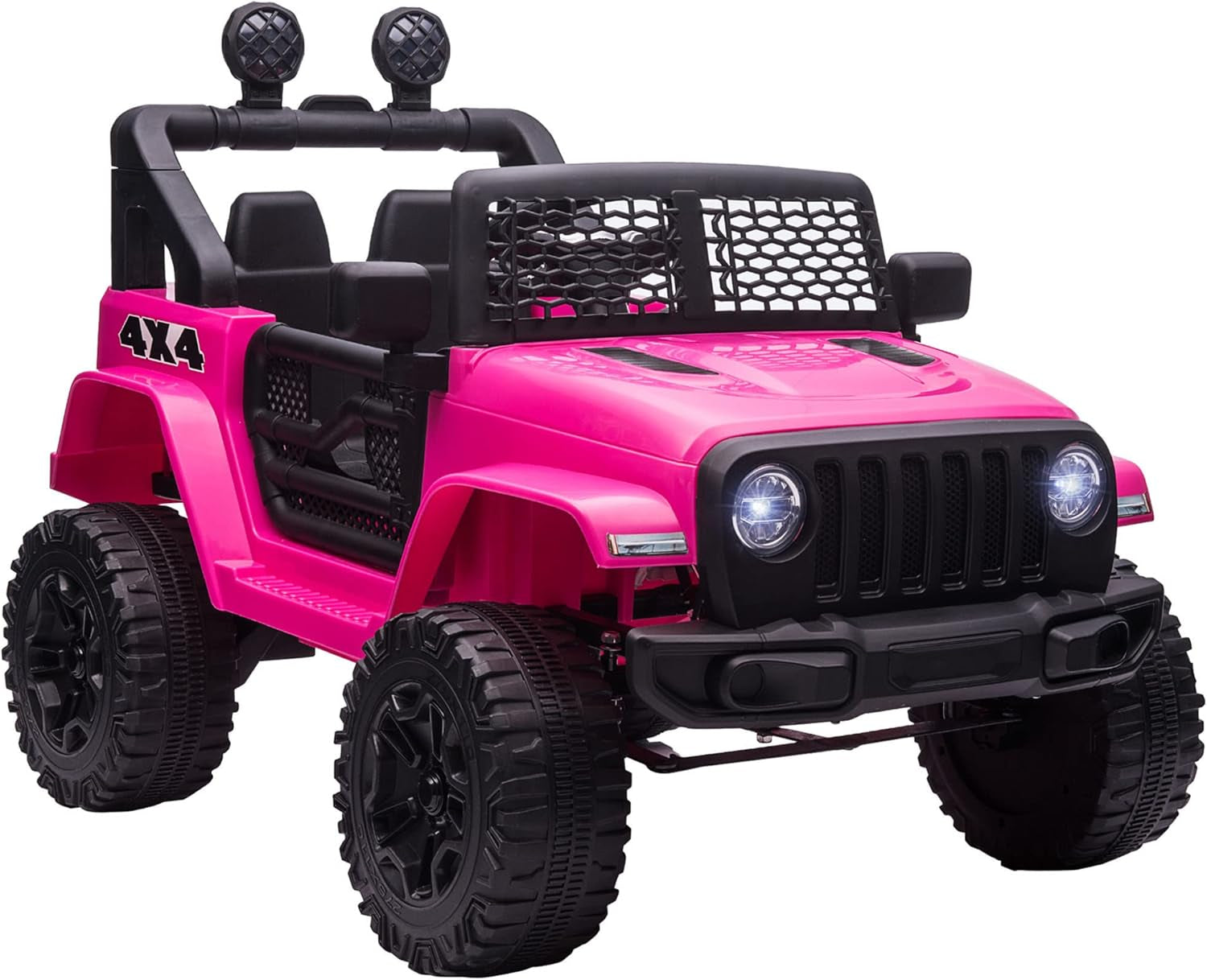 Kids Electric Ride on Car 12V off Road Toy with Parental Remote Control 2 Motors Horn Lights Suspension Wheels for 3-6 Years Old Red
