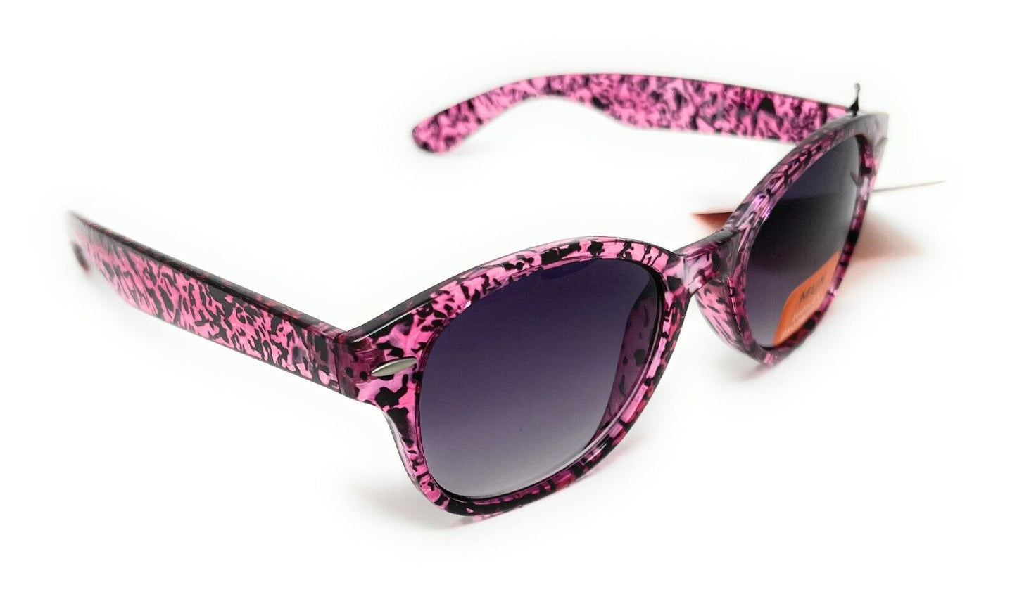 MUK Sunglasses Women'S Fashion Pink Purple Animal Print Frame 100% UVA UVB 7833