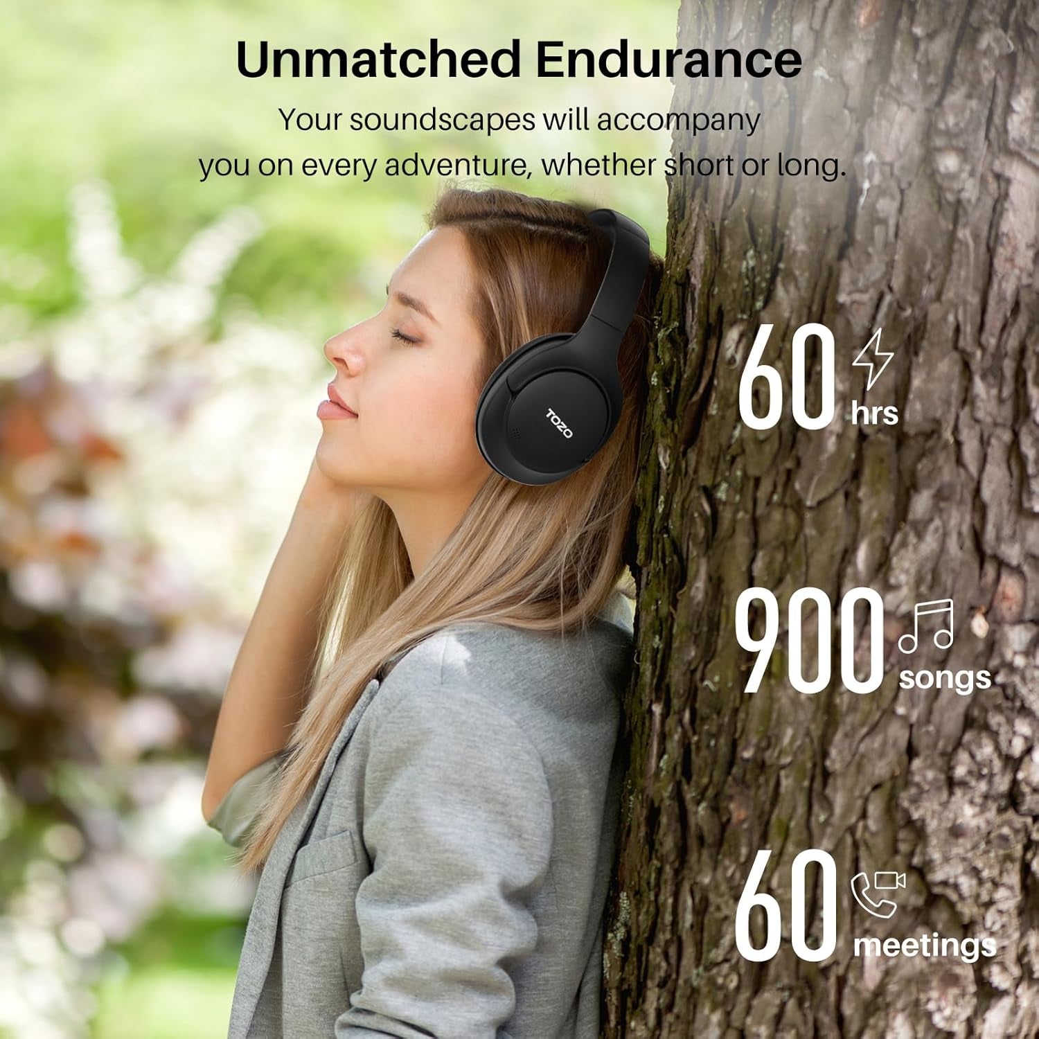 HT2 Hybrid Active Noise Cancelling Wireless Headphones, 60H Playtime Lossless Audio over Ear Bluetooth Headphones, Hi-Res Audio Deep Bass Foldable Lightweight Headset for Workout