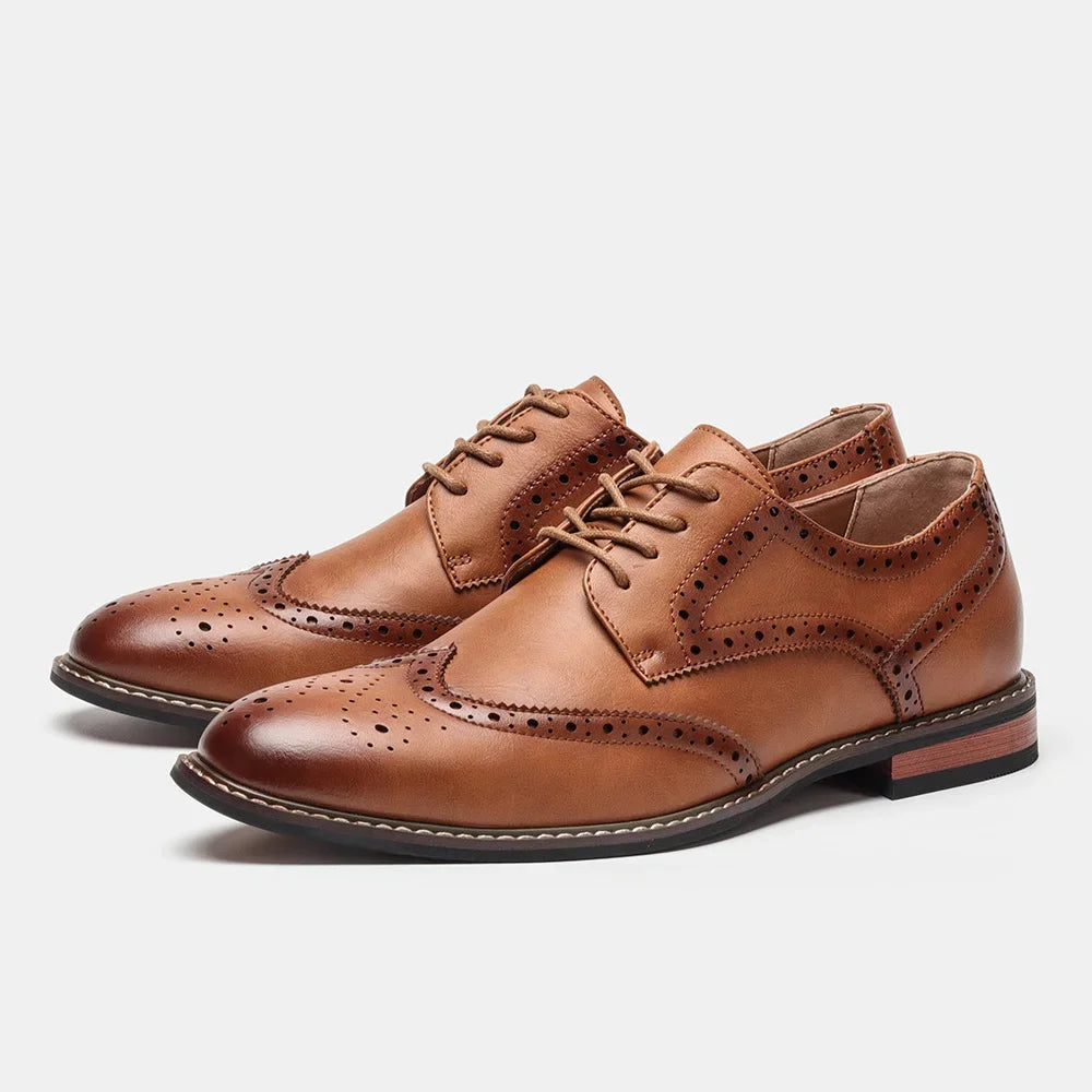 Men’s Classic Brogue Leather Dress Shoes – Formal Wedding & Social Footwear (Size 7–13)