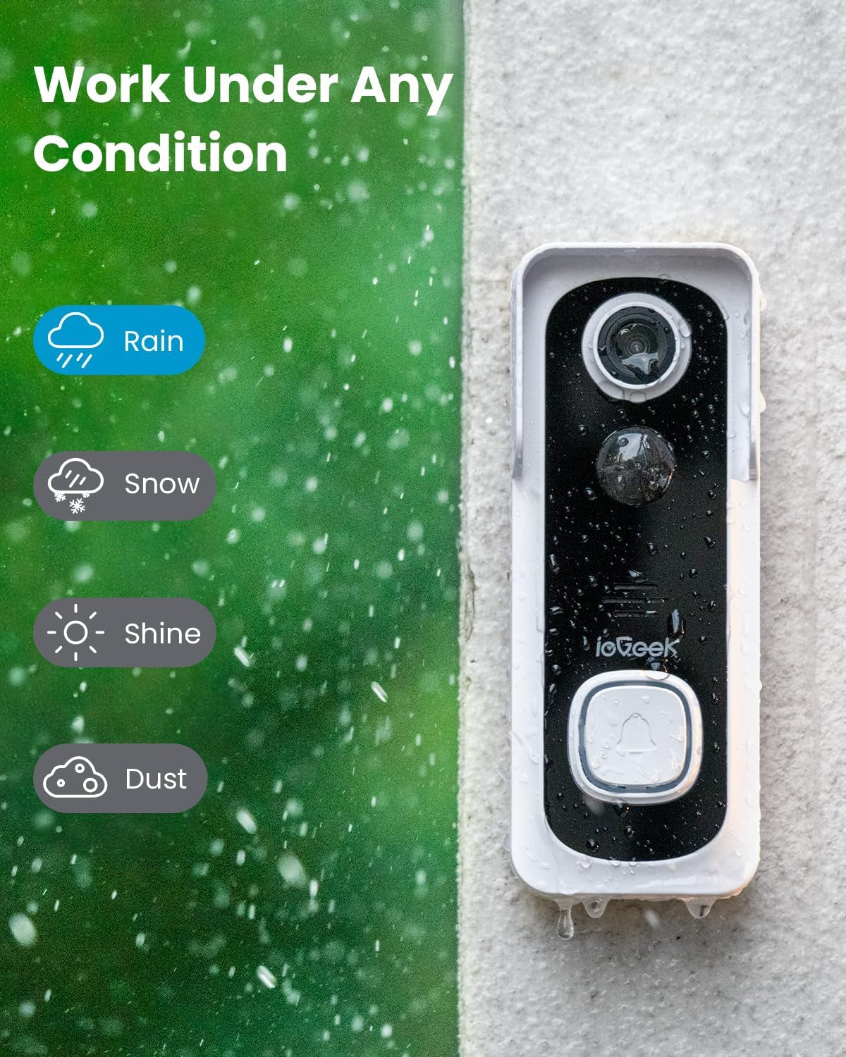 Video Doorbell Wireless with Chime - 2K HD Doorbell Camera, Smart Home Security Door Bell Voice Message and Changer, Two-Way Audio, PIR Detection, Easy Installation, Night Vision