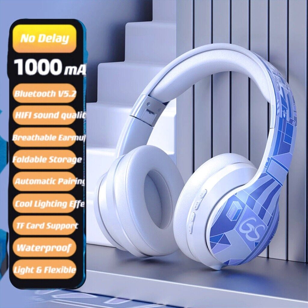 Wireless Bluetooth Headphones with Noise Cancelling, Over-Ear Hi-Fi Stereo Earphones with Bluetooth 5.2, Foldable & Ergonomic Design