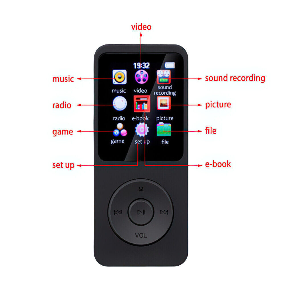 Support 128GB Bluetooth MP4/MP3 Lossless Music Player FM Radio Recorder Sport