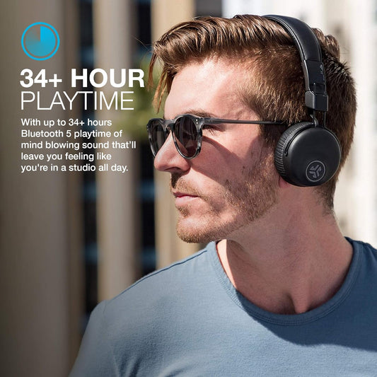 Studio Noise Cancelling Headphones, Wireless Headphones with EQ3 Custom Sound and 34+ Hour Bluetooth 5 Playtime, 28+ Hour Active Noise Cancelling Playtime, Black
