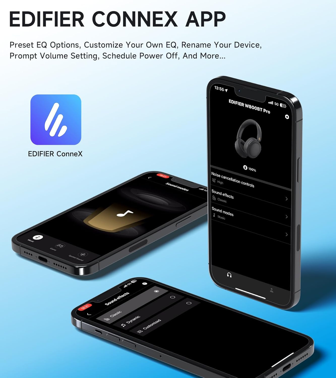 W800BT Pro Hybrid Active Noise Cancelling Headphones - Hi-Res Audio - AI Call Noise Cancellation - 45H Playtime - Fast Charging - Foldable - Wireless Over-Ear Bluetooth 5.4 Headphones - Ivory