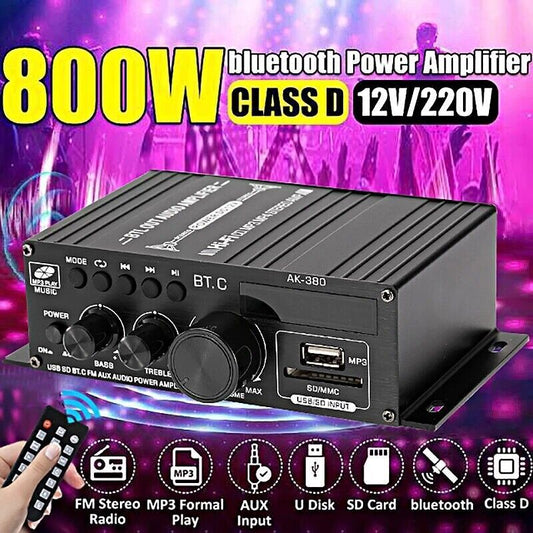 Mini Bluetooth Digital Power Amplifier USB Music Player FM Stereo Audio AMP