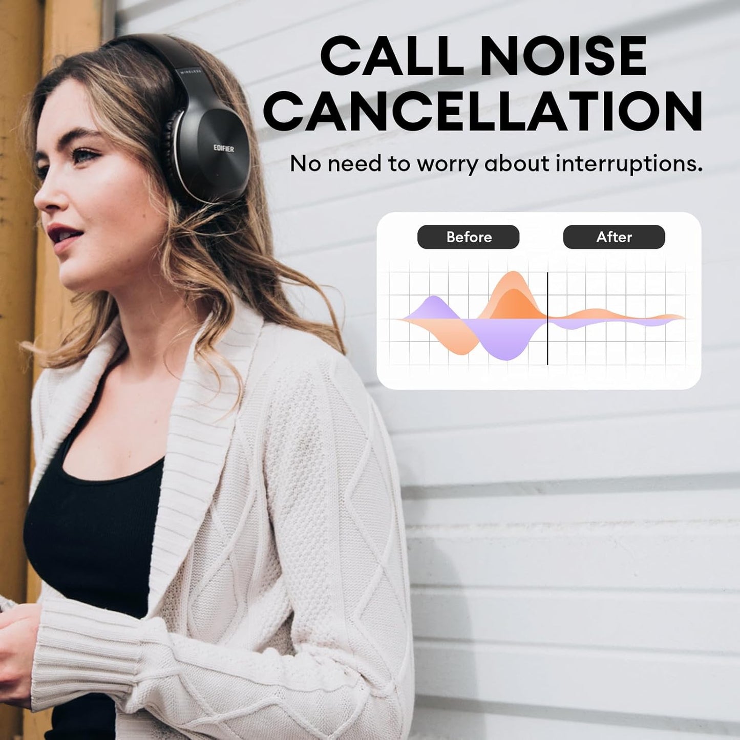 W800BT plus Wireless Over-Ear Headphones, Bluetooth Headset with CVC™ 8.0 Call Noise Cancelling, 55H Playback Time, Built-In Microphone, Physical Button and APP Control, Black