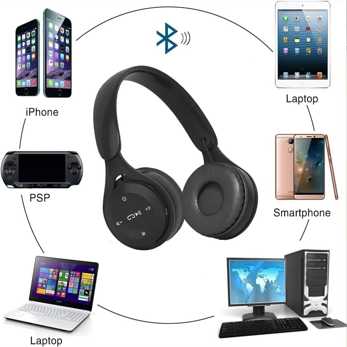 Wireless Bluetooth Headphones with Noise Cancelling Over-Ear Stereo Earphones