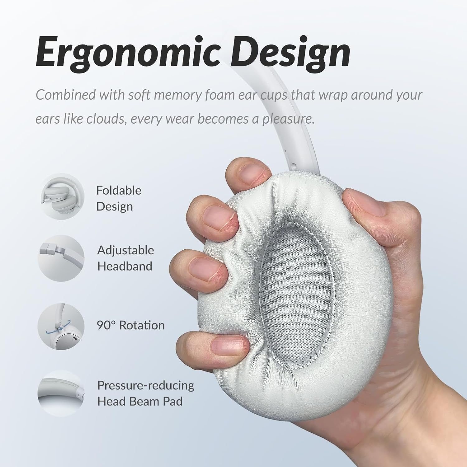 H7Pro Hybrid Active Noise Cancelling Headphones,Over Ear Headphones Wireless,Ultra Long 92H Playtime,5-Mic Clear Calls,Lightweight,Foldable,Multipoint Connection,Ideal for Travel Home Office