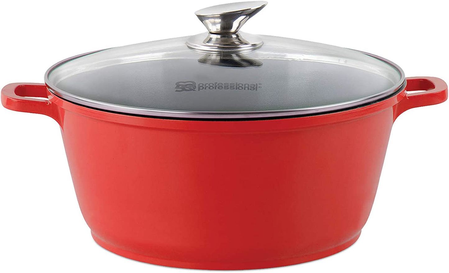 3-Layer Non-Stick Die-Cast Aluminium Stockpot with Tempered Glass Lid and Steam Vent – Induction Ready Casserole Pan, 20cm, Cream