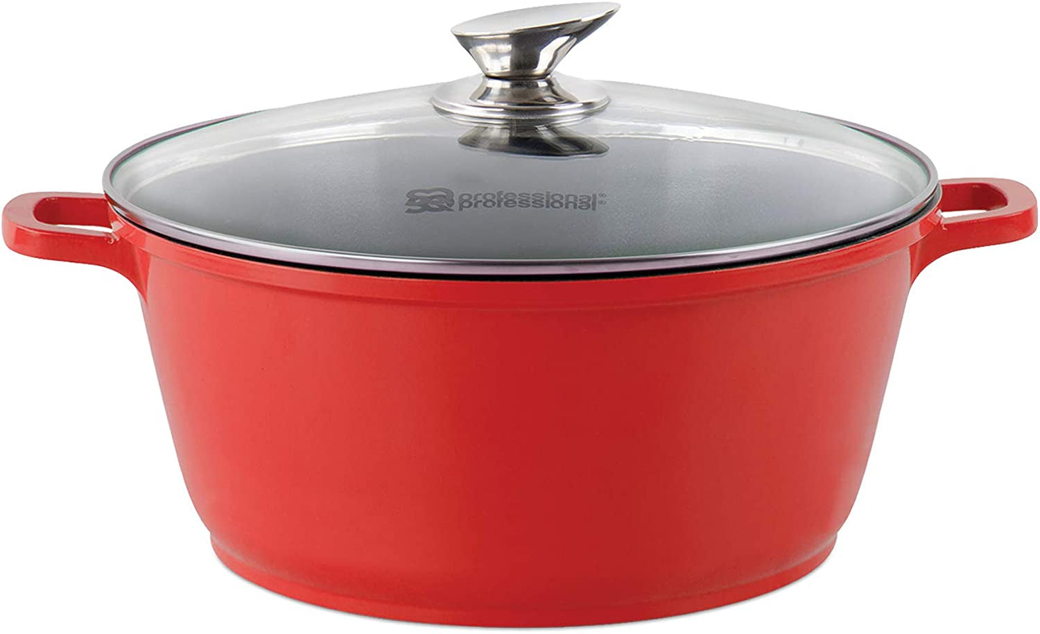 3-Layer Non-Stick Die-Cast Aluminium Stockpot with Tempered Glass Lid and Steam Vent – Induction Ready Casserole Pan, 20cm, Cream