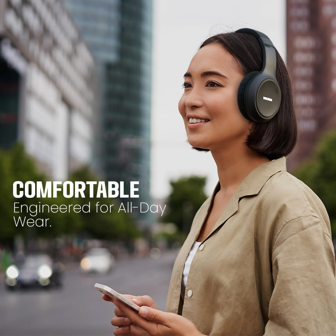 Hybrid Active Noise Cancelling Headphones, 80H Playtime over Ear Bluetooth Headphones with Microphone, IPX5 Waterproof, Fast Charge, Foldable Wireless Headphones with Deep Bass for Travel Work