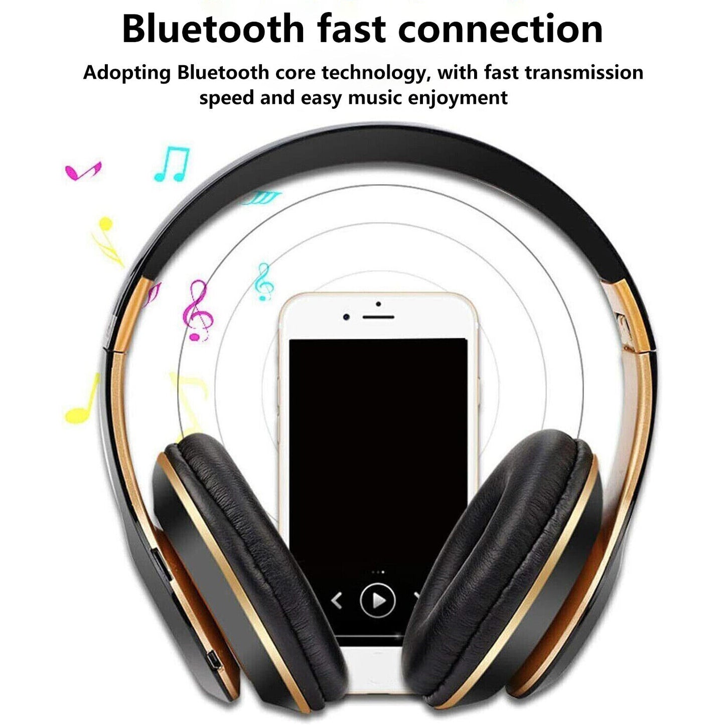 New Wireless Bluetooth Headphones Over-Ear Noise Canceling All Devices