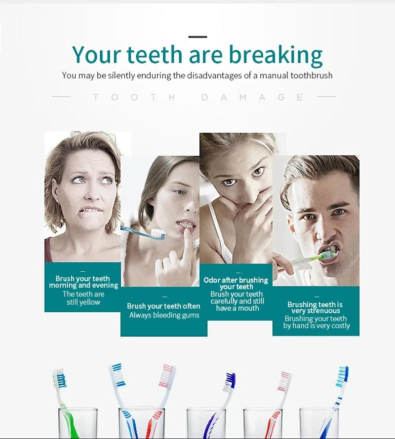 Electric Toothbrush USB Rechargeable Tooth Brush for Adult 6 Clean Modes Washable Teeth Whitening and Cleaning Brush