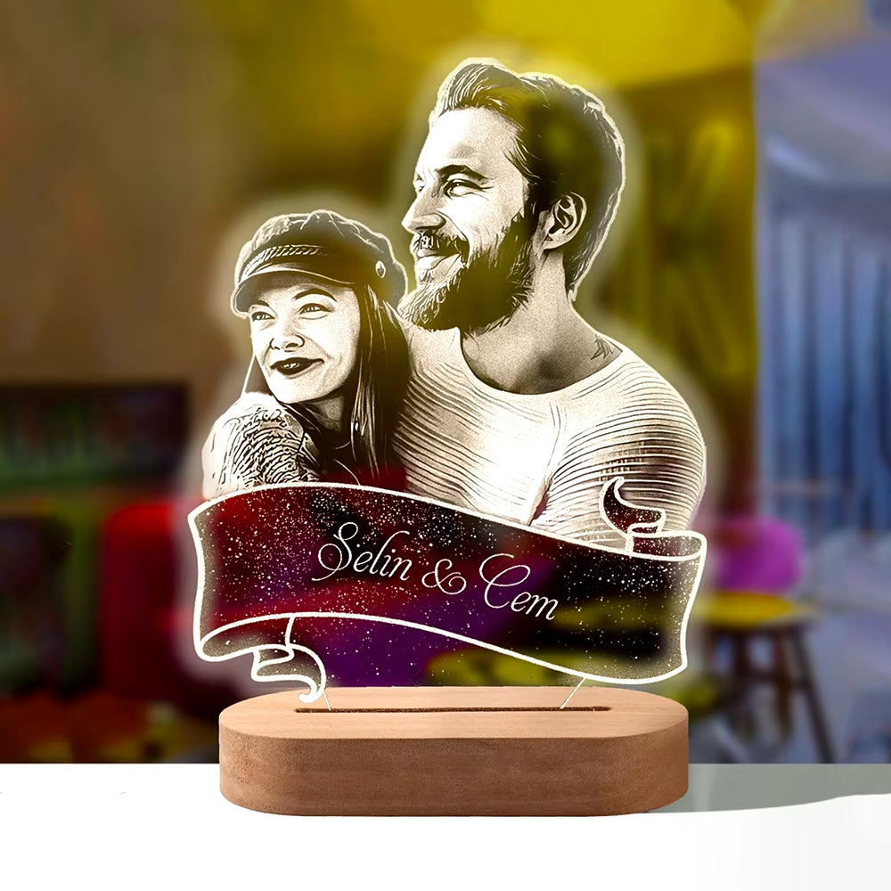 Personalized 3D Photo Lamp – Custom Photo and Text Night Light Gift for Valentine's Day, Wedding, Anniversary, Birthday