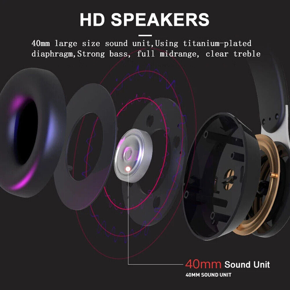 Wireless Bluetooth Headphones with Noise Cancelling Over-Ear Stereo Earphones