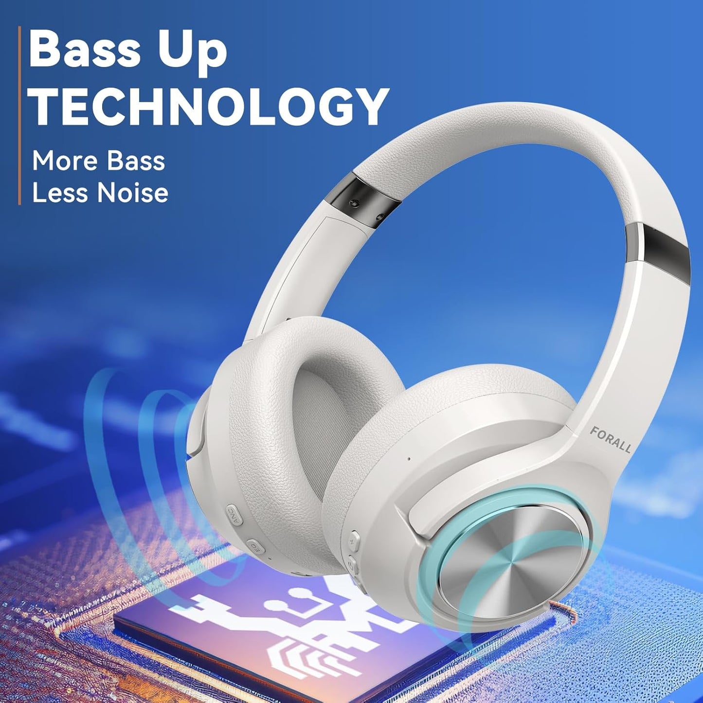 Hybrid Active Noise Cancelling Wireless Headphones, Multiple Modes, 60H Playtime, Hi-Res Audio Bluetooth Headphones (White, U35)