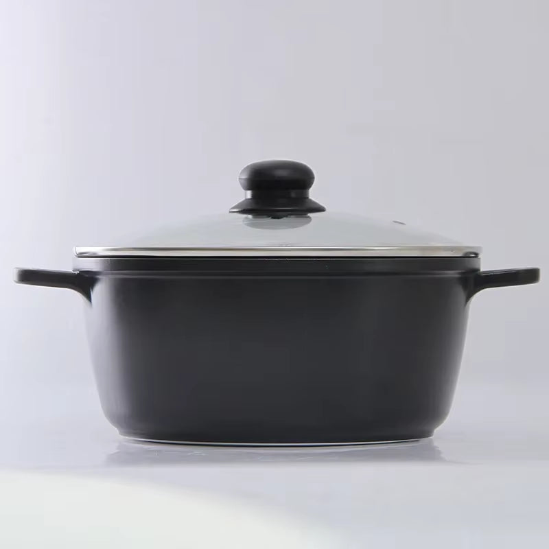 Japanese-Style Aluminum Non-Stick Multi-Function Soup Pot with Glass Lid (20cm/22cm/24cm)