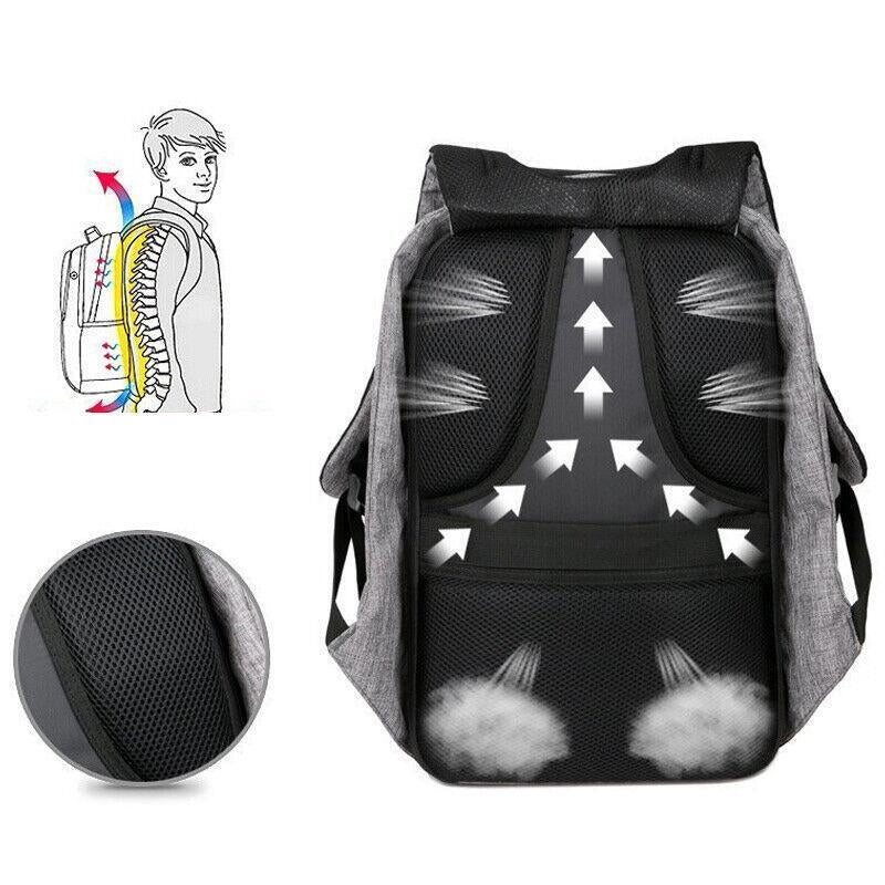 USB Charging Port Unisex Anti-Theft Backpack Laptop Travel Large School Bag