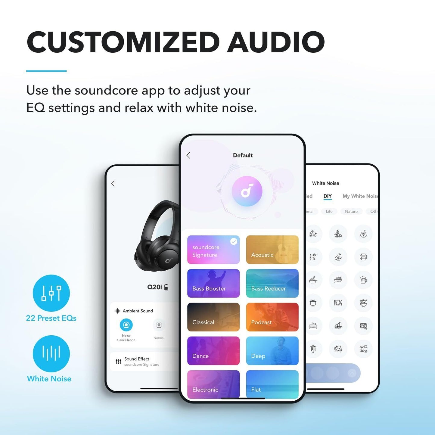 By Anker Q20I Hybrid Active Noise Cancelling Foldable Headphones - Ear Comfort - Domestic Delivery Only
