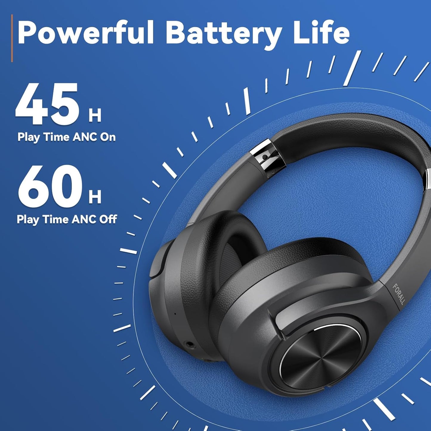 Hybrid Active Noise Cancelling Wireless Headphones, Multiple Modes, 60H Playtime, Hi-Res Audio Bluetooth Headphones (Black, U35)