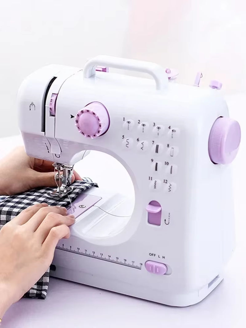 Mini Sewing Machine 505A – Lightweight, 12 Built-in Stitches, Foot Pedal, and Dual Power for Household Crafting & Mending