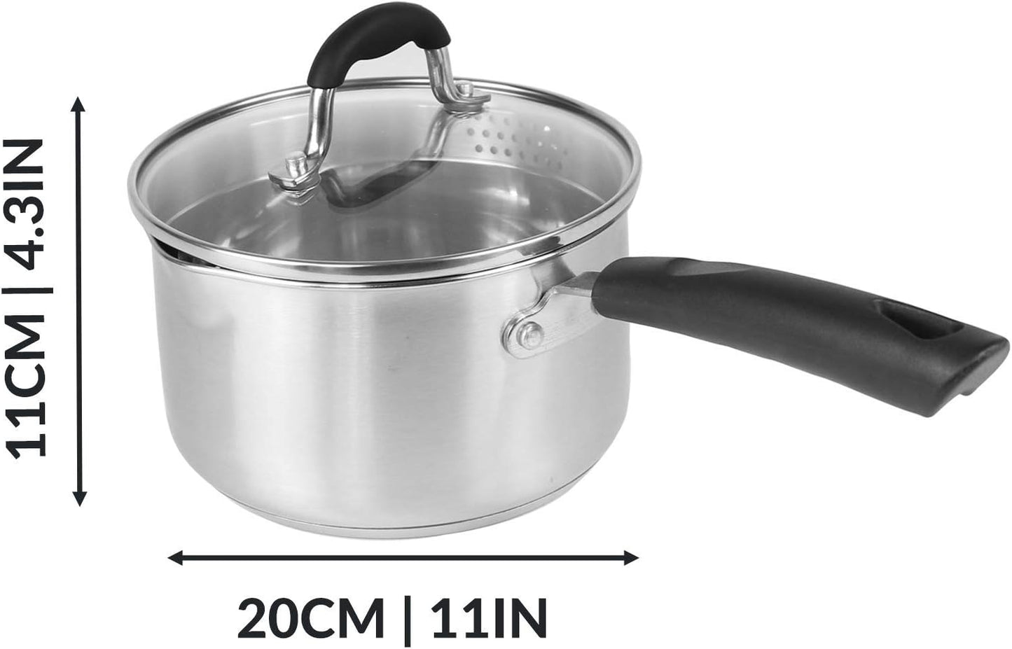 Set of 3 Stainless Steel Saucepans Crockery Dinner Set Boiling Pan Stainless Steel Pans Induction Saucepans Saucepans for Ceramic Hobs | M&W