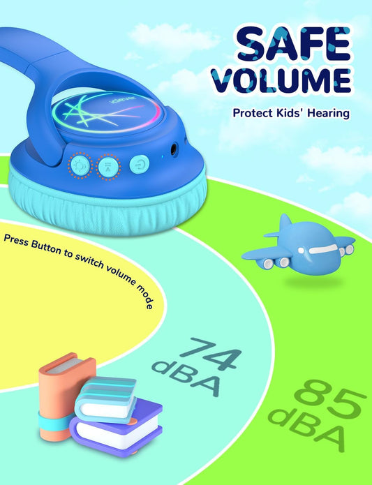 iClever Kids Wireless Headphones with LED Lights – Safe, Fun, and Built for Kids