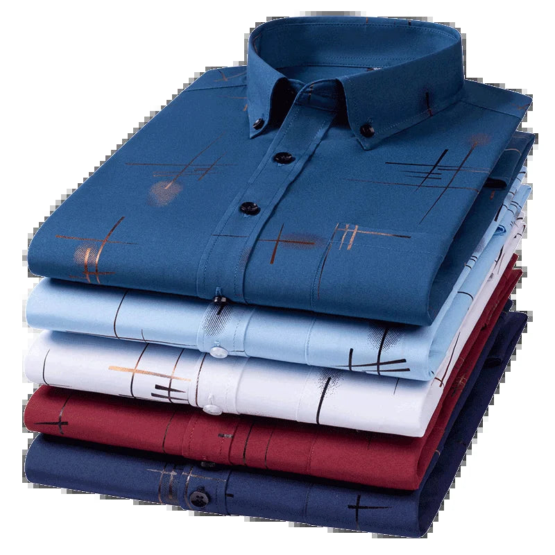 Men’s Slim Fit Non-Iron Plaid Dress Shirt – Anti-Wrinkle Business Casual Shirt for Spring & Autumn