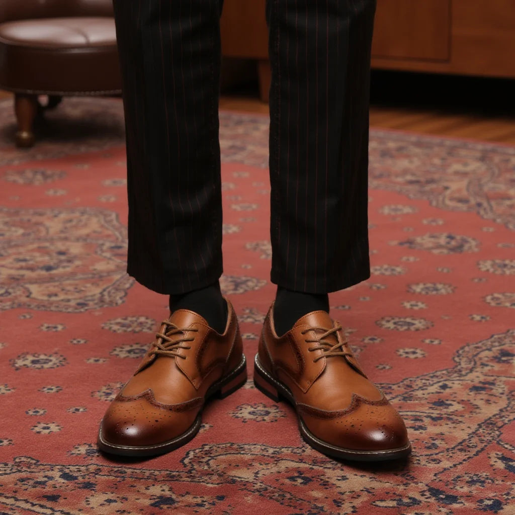 Men’s Classic Brogue Leather Dress Shoes – Formal Wedding & Social Footwear (Size 7–13)