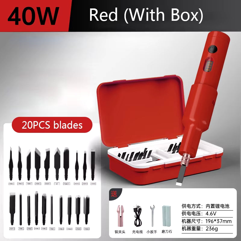 5PCS/20PCS Blade Carpenter Root Sculpture Mini Power Carving Chisel Carpentry Lithium Electric Carving Knife Chisel Set
