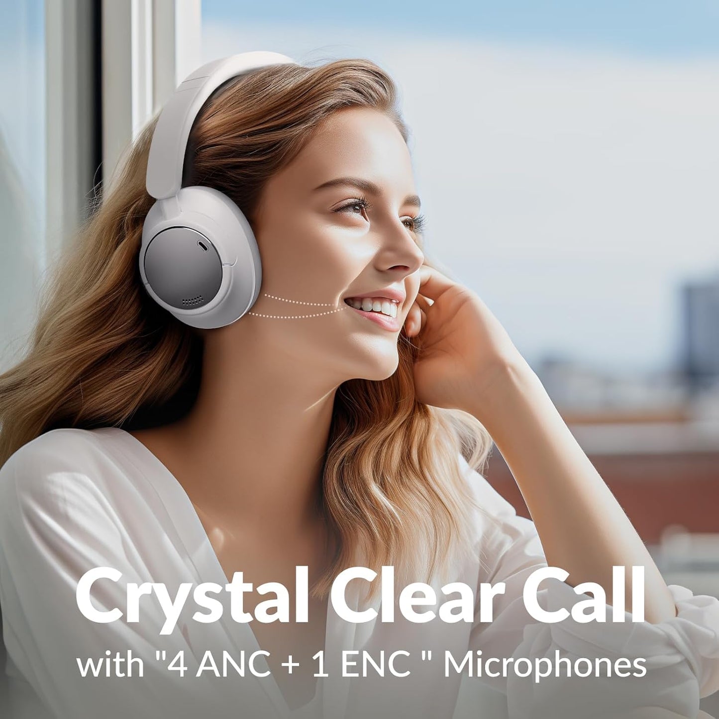 H7Pro Hybrid Active Noise Cancelling Headphones,Over Ear Headphones Wireless,Ultra Long 92H Playtime,5-Mic Clear Calls,Lightweight,Foldable,Multipoint Connection,Ideal for Travel Home Office