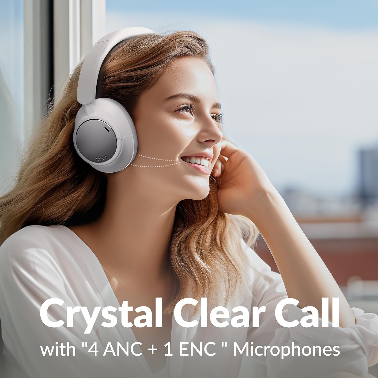 H7Pro Hybrid Active Noise Cancelling Headphones,Over Ear Headphones Wireless,Ultra Long 92H Playtime,5-Mic Clear Calls,Lightweight,Foldable,Multipoint Connection,Ideal for Travel Home Office