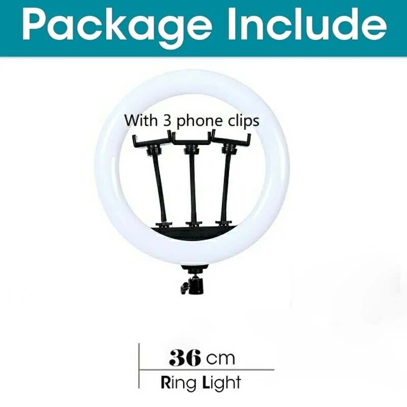 14Inch LED Selfie Live Makeup Ring Light with 1.7Meter Tripod Stand Phone Holder