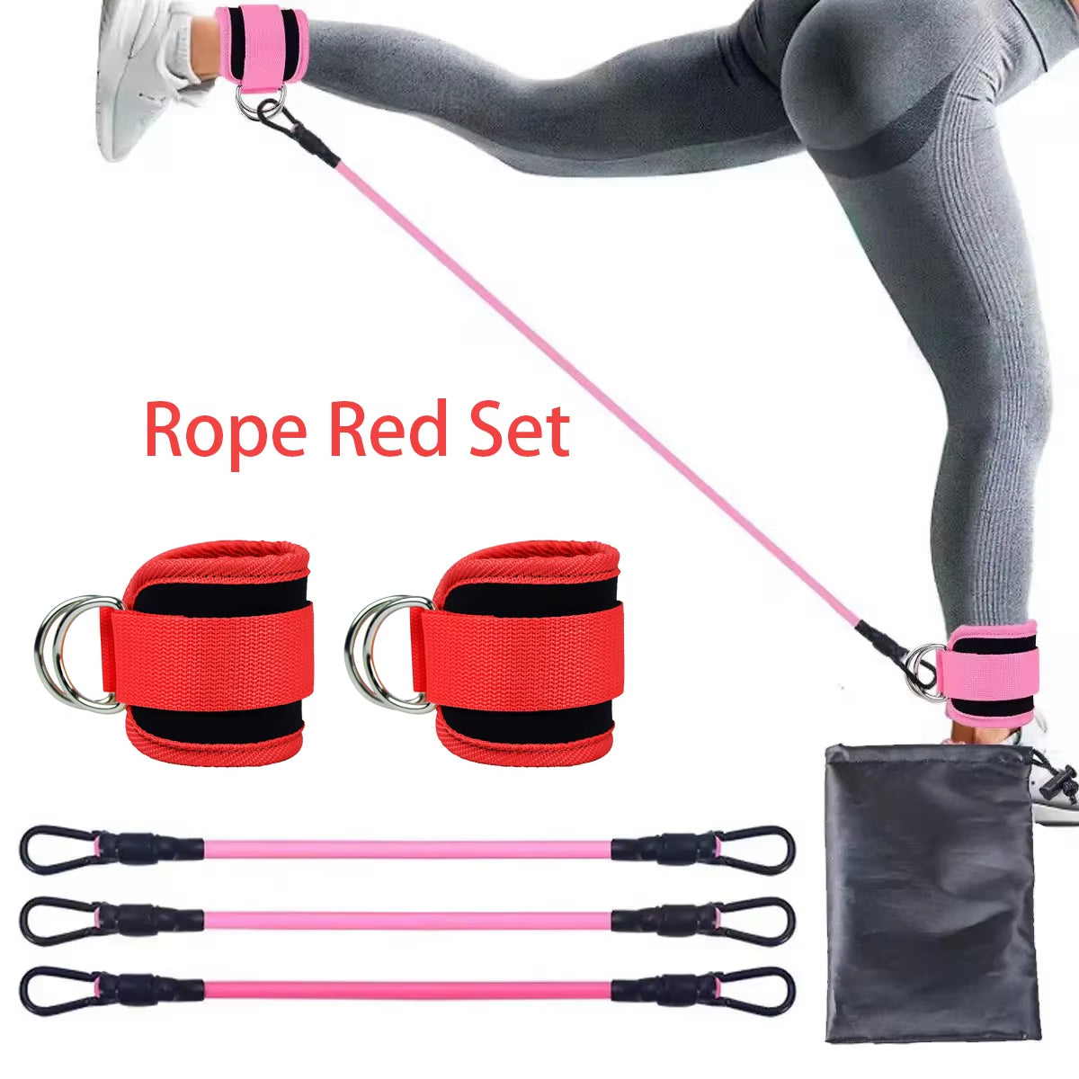 Ankle Strap Resistance Bands – Elastic Fitness Training Equipment for Yoga, Pilates, CrossFit, and Gym Workouts