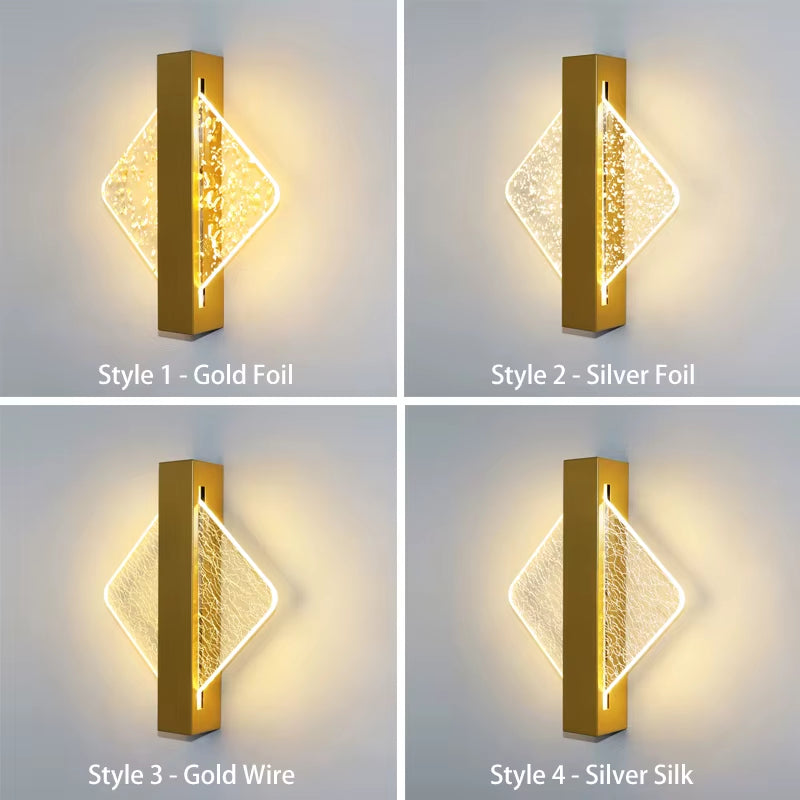 Luxurious LED Wall Lamp Acrylic Modern LED Indoor Wall Light Nordic Sconce Lamp Bedroom Living Room Bedside Light AC85-265V