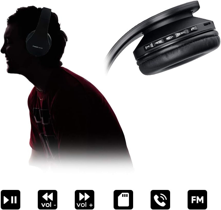 Wireless Bluetooth Over-Ear Stereo Foldable Headphones, Wired Headsets Noise Cancelling with Built-In Microphone for Iphone, Samsung, LG, Ipad (Black)