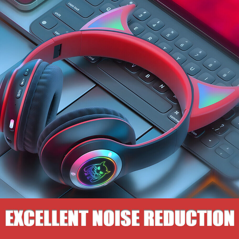 Wireless Bluetooth Headphones with LED Light for Game Sports Music Cool Design