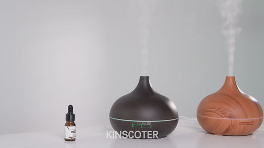 500ml Wood Grain Ultrasonic Aroma Diffuser 7-Color LED, Remote Control, Humidifier & Timer