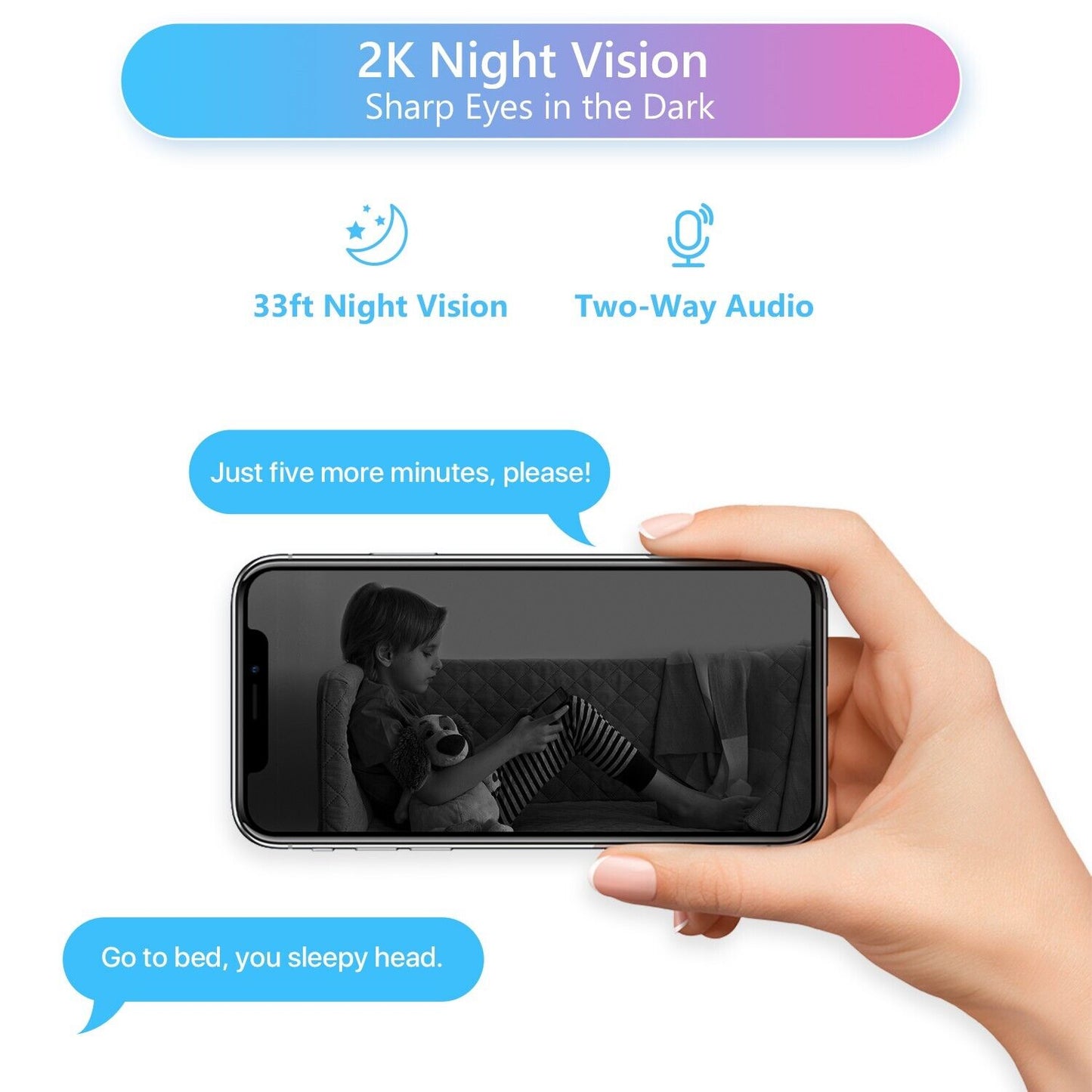 Baby Monitor PTZ WiFi Camera – 2K Indoor CCTV Camera with Auto Tracking & 2-Way Talk | 32GB Card Included