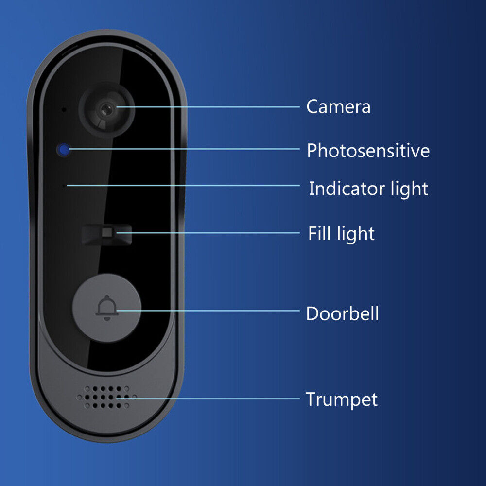 Smart WiFi Video Doorbell with Camera & Intercom - Wireless, Night Vision, Two-Way Talk, IP65 Waterproof
